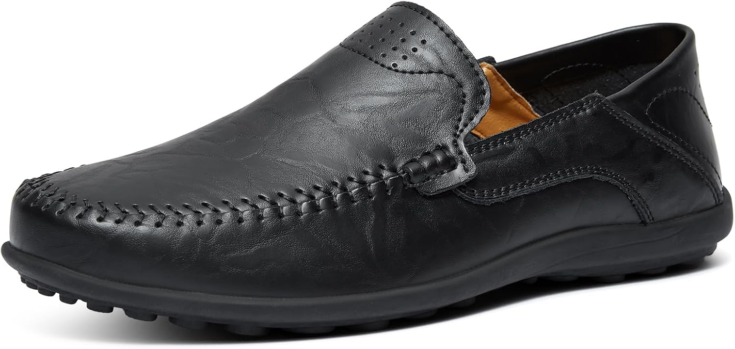 Go Tour Men's Premium Genuine Leather Casual Slip on Loafers Breathable Driving Shoes Fashion Slipper