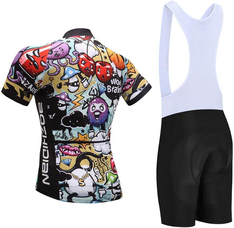 Men's Quick-Dry Cycling Jersey Set Road Bike Bicycle Shirt + Bib Shorts with 9D Gel Pad MTB Riding Clothing Kit