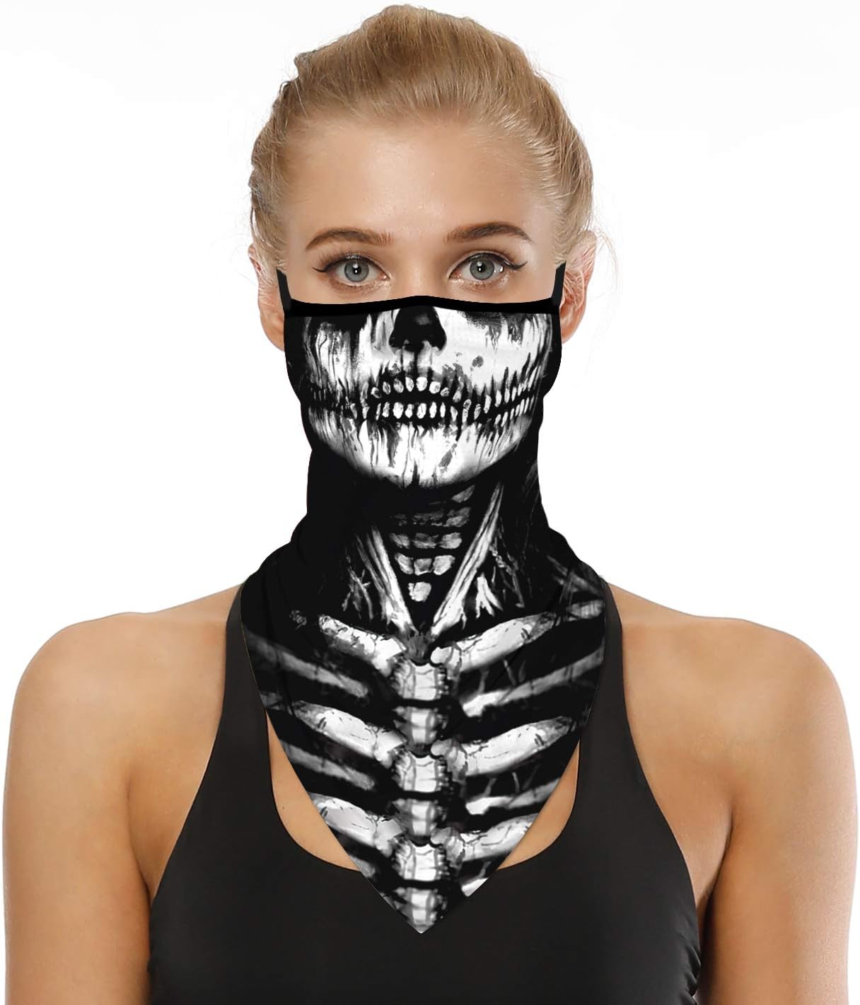 YAYOUREL Neck Gaiter Face Mask Bandanas for Men Women UV Face Scarf Cover Ear Loop Hole Facemask for Fishing Running Cycling