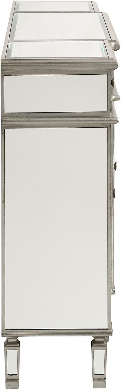Elegant Lighting 3 Drawer 4 Door Cabinet in Silver Clear 60" x 14" x 36"