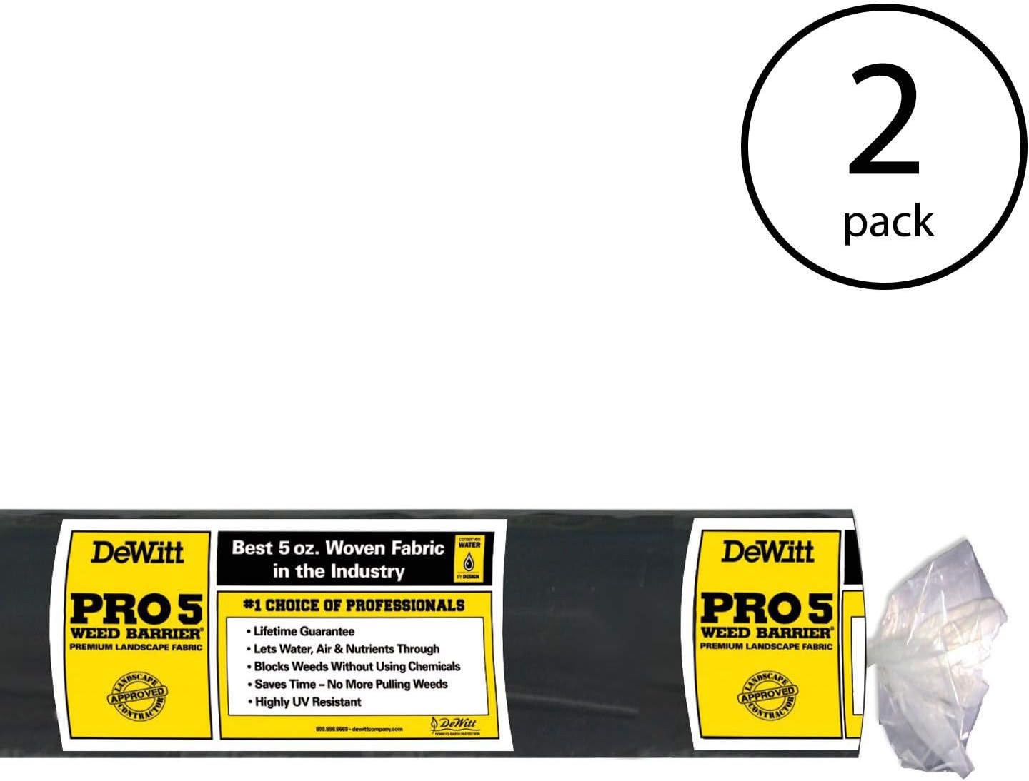 Dewitt Pro-5 Weed Barrier Fabric 5 oz, 6 x 250 Feet – Heavy-Duty | Woven Landscape Ground Cover Mat for Raised Garden Bed, Greenhouse Gardening, Outdoor Landscaping, and Commercial Planting
