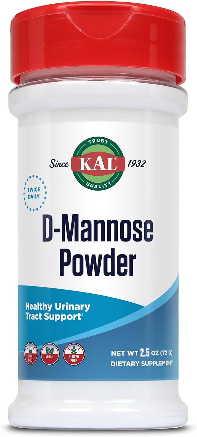 KAL D Mannose Powder 1600 mg, Easy-to-Mix, Fast-Dissolving D-Mannose - Urinary Tract Health and Bladder Support - Unflavored Powder, Non-GMO, Vegan