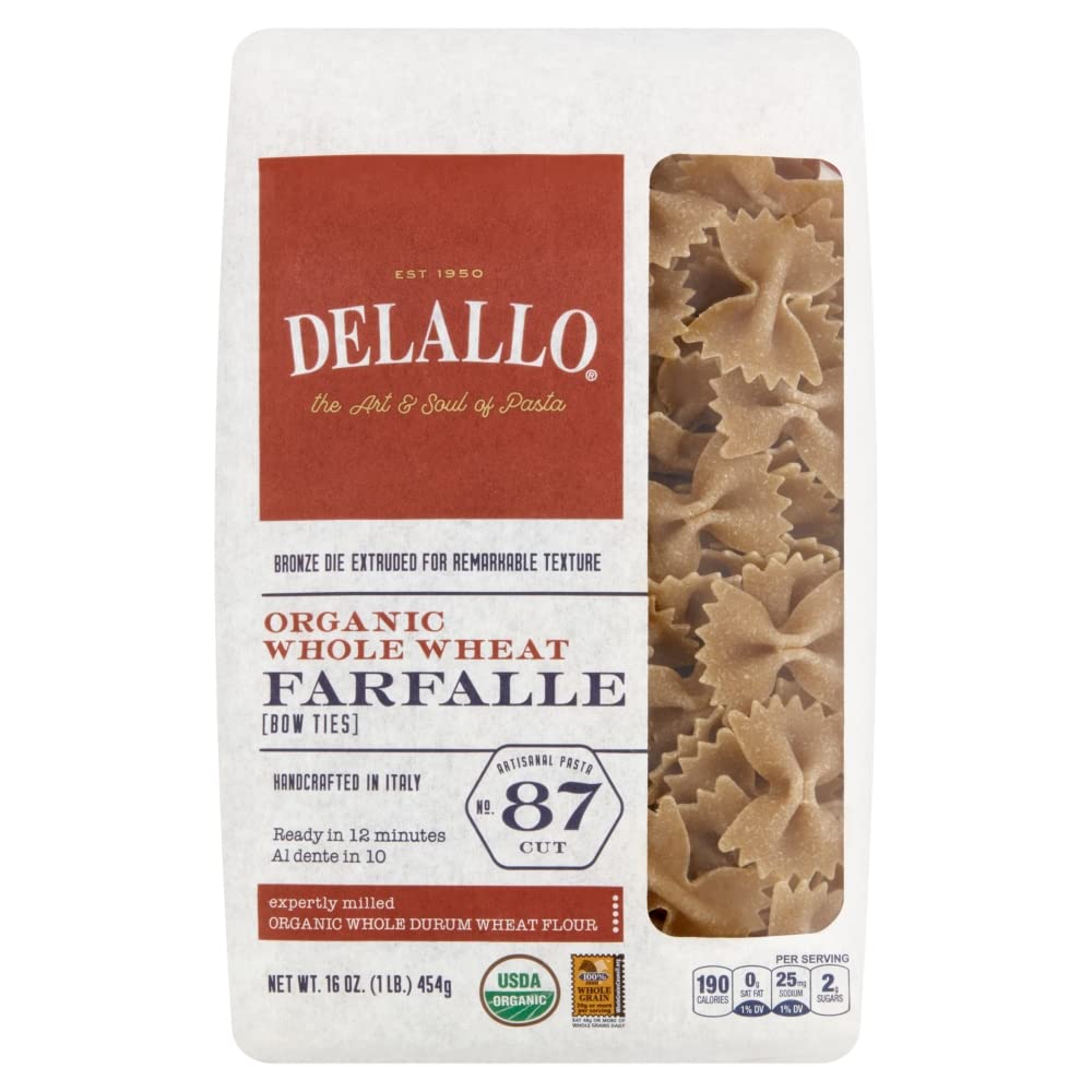 DeLallo Pasta Whole Wheat Farfalle, 16 oz