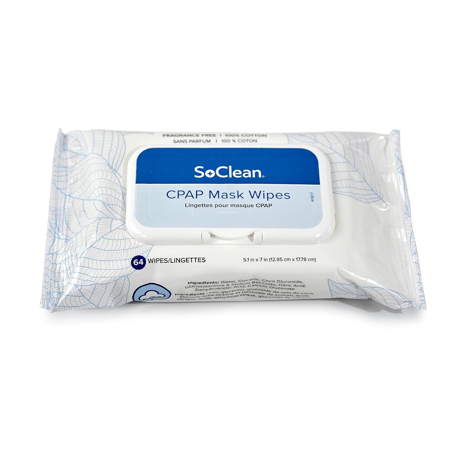 SoClean CPAP Mask Wipes | 64-Wipe Pack | Perfect for Daily Cleaning | For daily cleaning of CPAP masks & hoses. 100% cotton. Free of alcohol