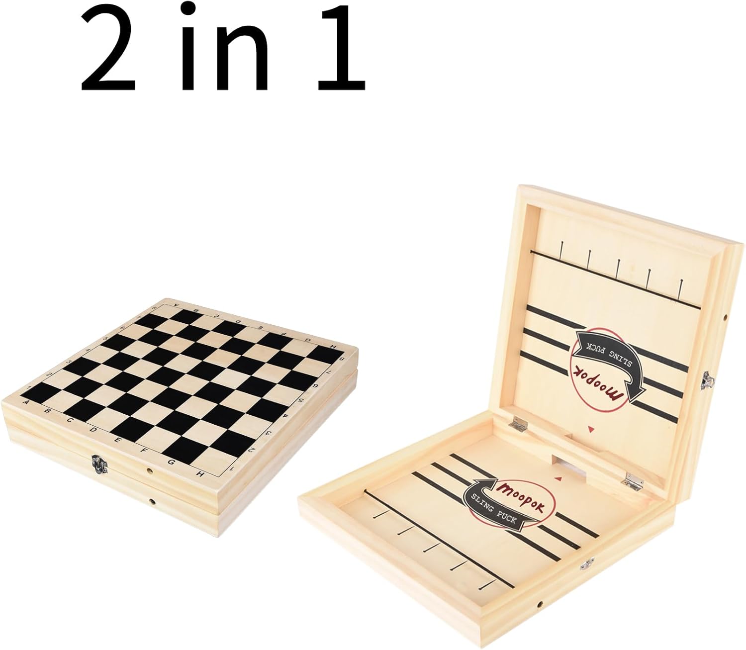 moopok Fast Sling Puck Game - Fast Action Super Foosball Table Desktop Battle Slingshot Wooden Air Hockey Board Game -Guaranteed Fun for Family Game