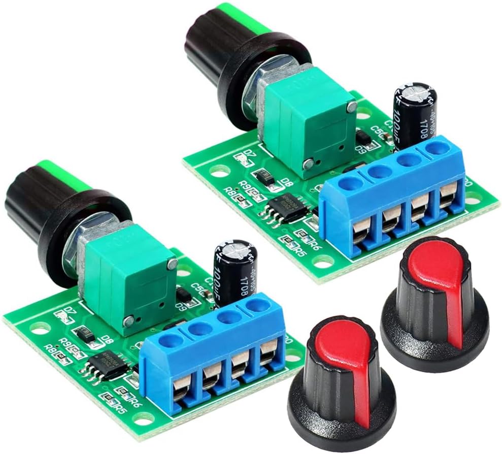 Gebildet 2pcs PWM Low Voltage Motor Speed Controller DC 1.8V 3V 5V 6V 12V 2A 1803BK 1803B Adjustable Driver Switch with Speed Control Knob