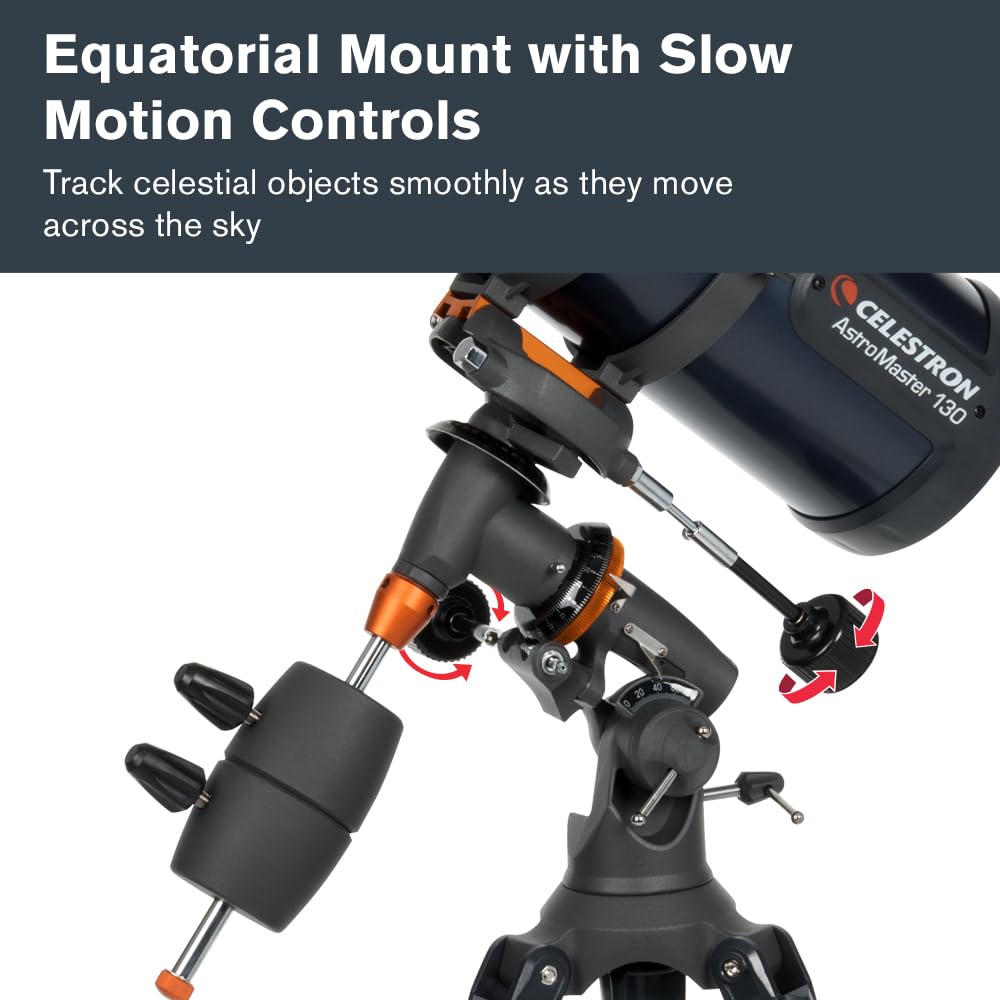 Celestron AstroMaster 130EQ Telescope for Deep-Sky Beginners | Large 130mm Optics, Bright Moon & Deep-Sky Views, Perfect First Telescope, German Equatorial Mount with Easy Manual Controls