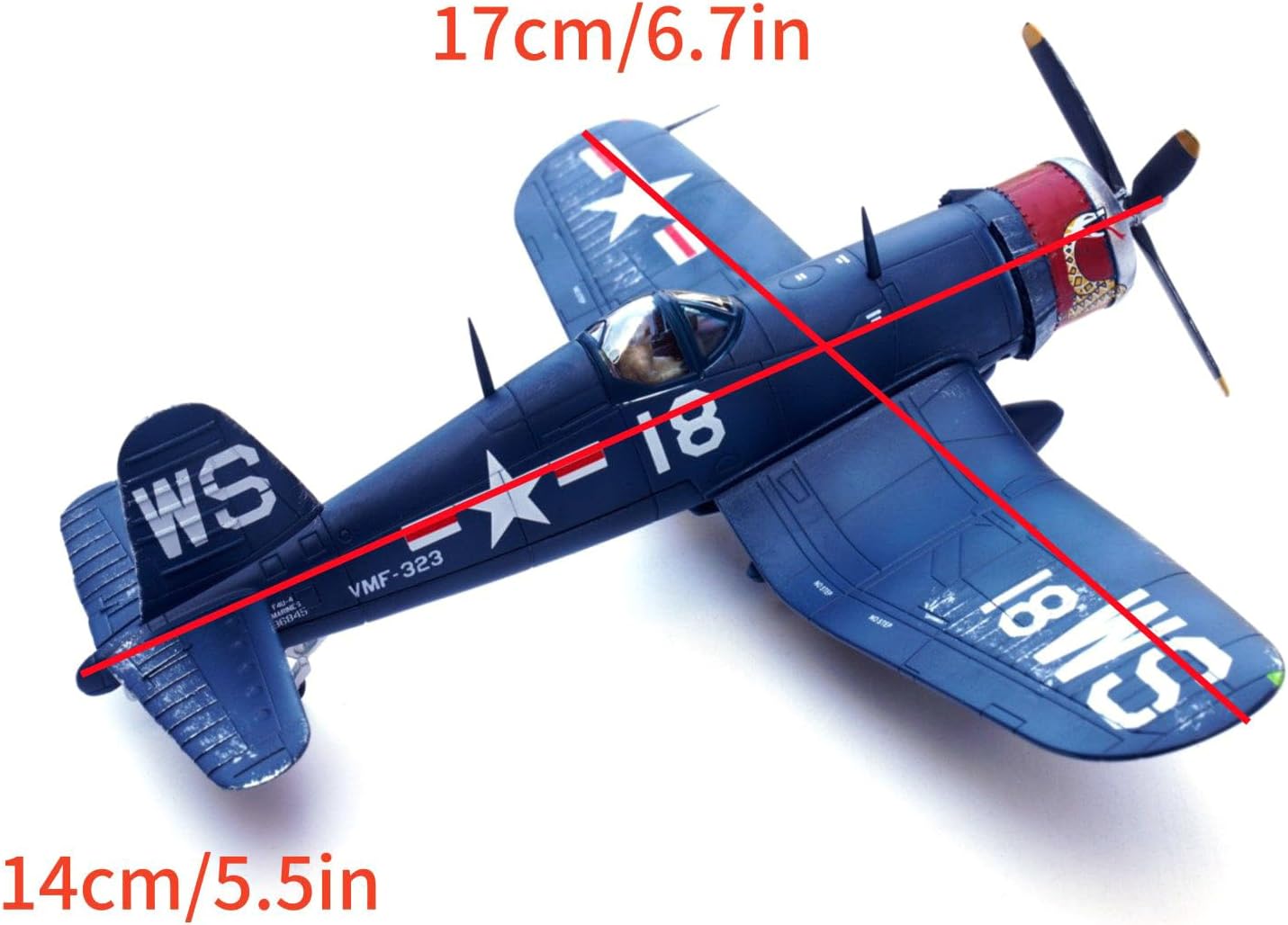 Alloy WWII USMC F4U Corsair Fighter VMF-323 Death Rattlers White 18 Model 1:72 Toy Simulation Science Exhibition Model