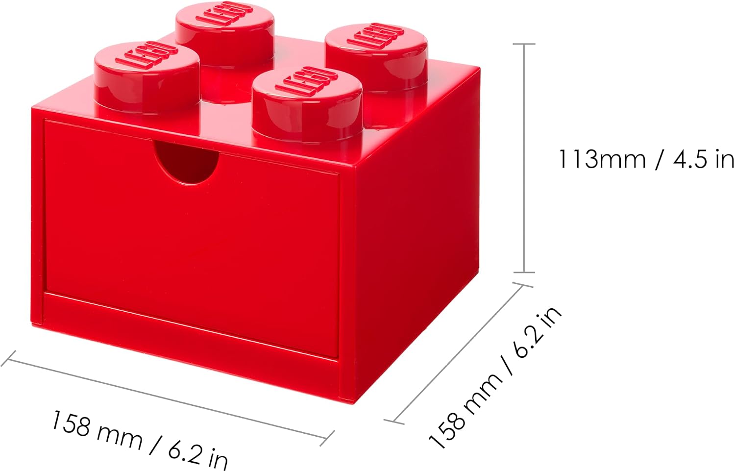 LEGO Stackable Desk Drawer RED with 8 Knobs - Plastic Storage Box for LEGO, Toys, Desk Drawers, Office Supplies, and Stackable Storage, Home Decoration