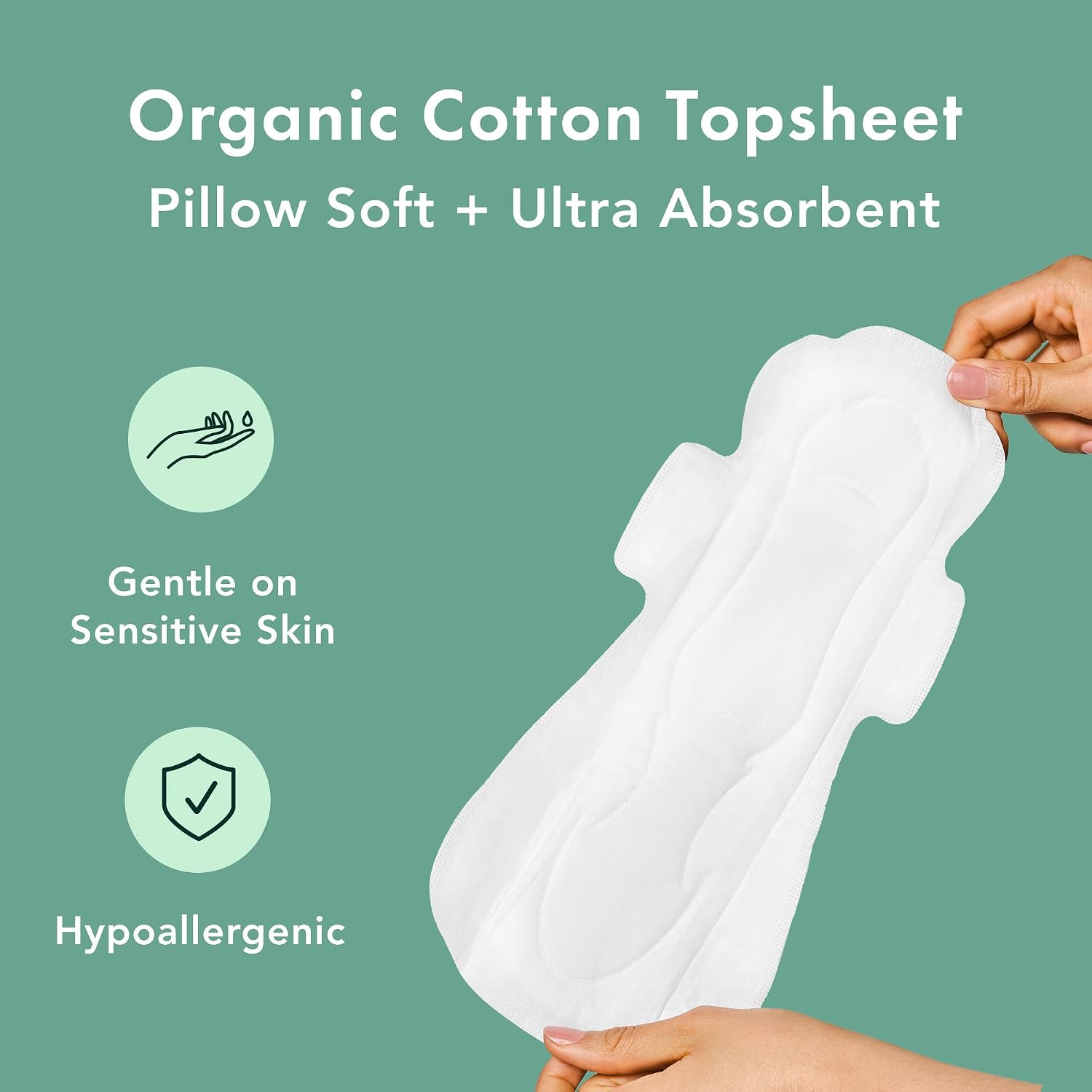 Rael Organic Cotton Cover Sanitary Pads for Women Moderate (Regular, 56 Ct) | Ultra Thin Period Pads with Wings, Regular Absorbency, Unscented, Chlorine Free, Period Essentials, Feminine Care