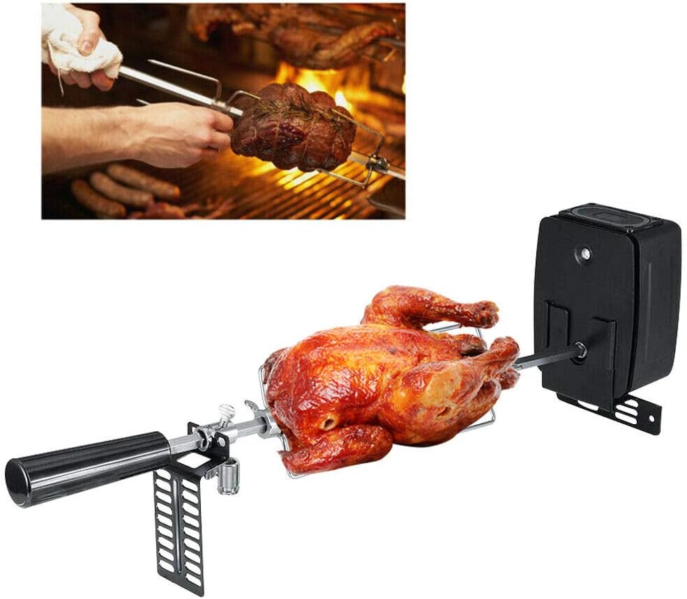Electric BBQ Rotisserie Spit Roaster Charcoal Motor Rod Kit with Meat Forks