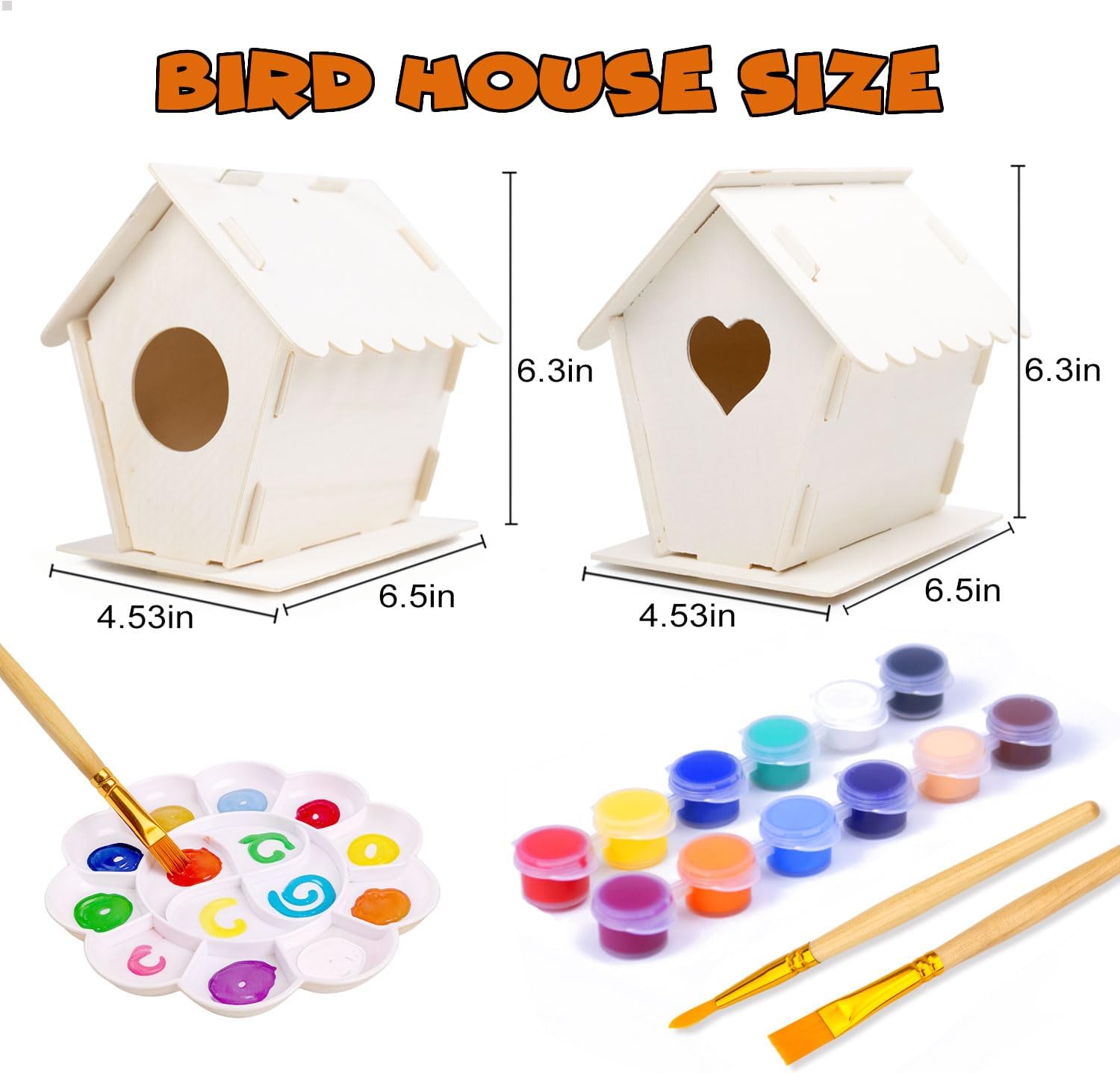 hapray 4 Pack Bird House Craft Kit, DIY Birdhouse for Kids to Build & Paint