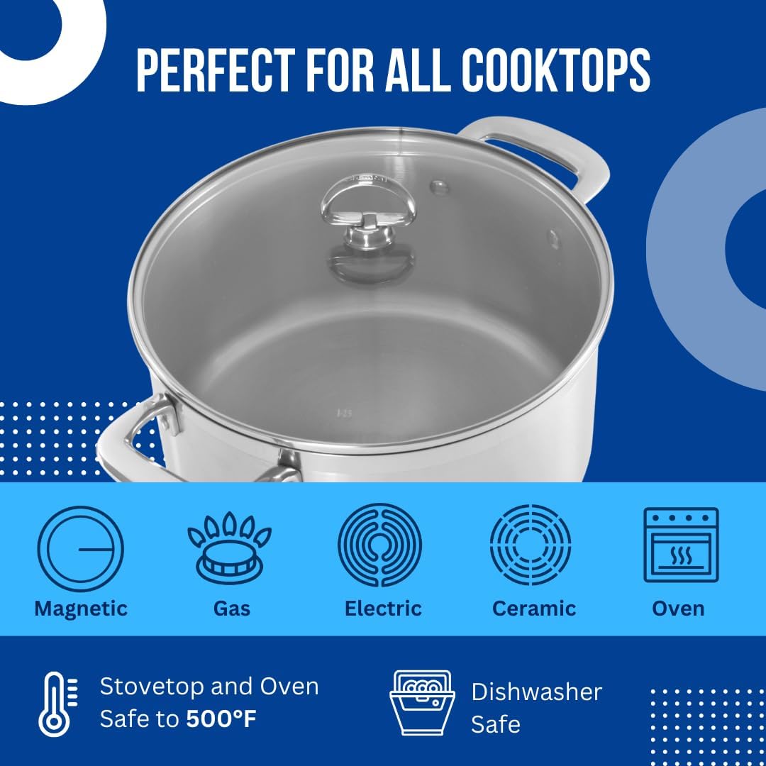 Chantal Induction 21 Steel 1 quart NonStick Saucepan with Tempered Glass Lid, Ceramic Non Stick, Brushed Stainless Steel