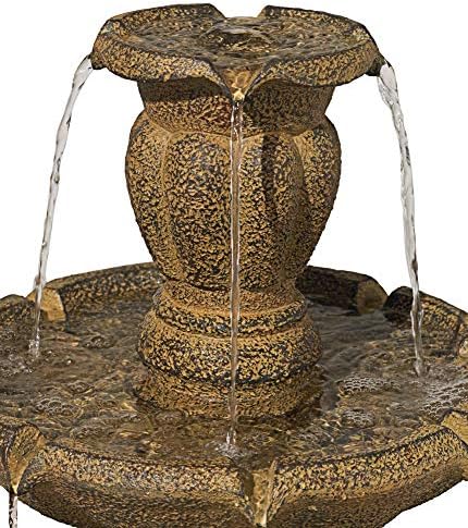 Tuscan Garden 41 1/2" Dark Stone Finish Traditional Tiered Outdoor Fountain | Large Italian Indoor Decor Faux Floor Waterfall Standing Water Feature