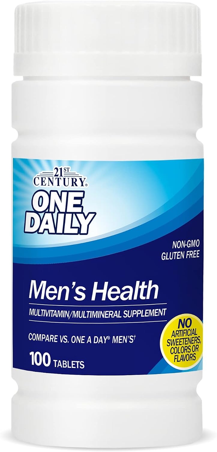 21st Century One Daily Men's Health Multivitamin Tablets, 100 Count | Complete Daily Multivitamin & Multimineral, Compare VS. One A Day® Men's, Men with Lycopene, Zinc & Lutein for Heart