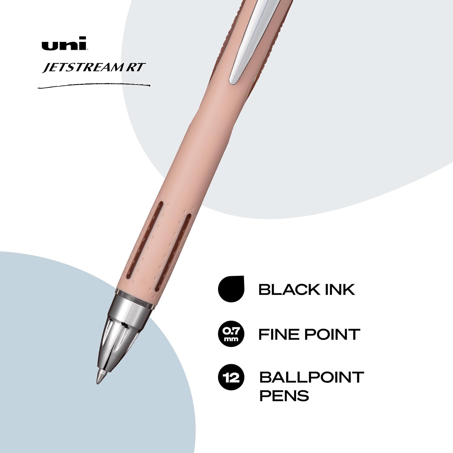 uniball™ Jetstream RT Ballpoint Pens, Black Ink, 0.7mm Fine Point, 3 Count | Retractable, Smooth Writing, Quick-Drying, Smear-Resistant, uni Super Ink™