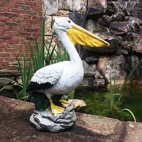 homestyles 20 in. Pelican on Ocean Coastal Rock Collectible Beach Statue-Natural Finish