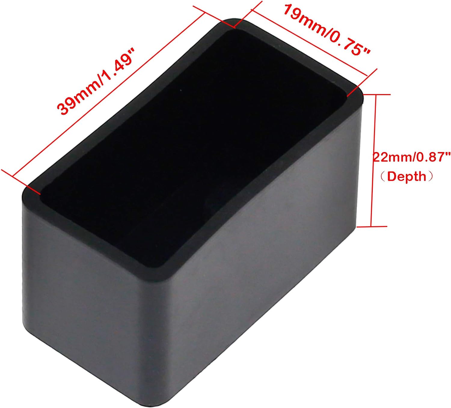 Bonsicoky 20Pcs Rectangle Rubber Furniture Leg Caps (3/4" x 1-1/2"), Vinyl Flexible Chair Leg Floor Protectors for Patio Indoor Chair Table Bed