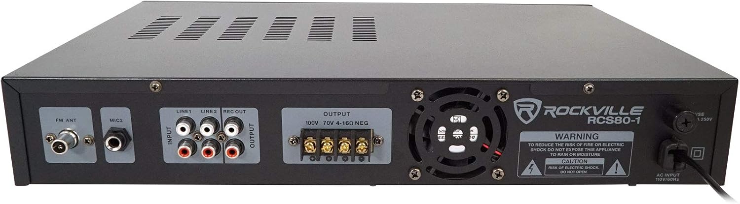 Rockville RCS80-1 60W 70V Commercial Amplifier with Bluetooth Receiver