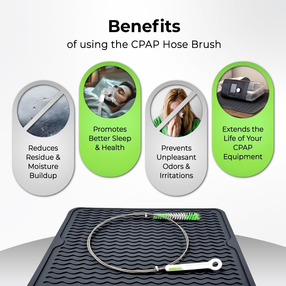 Purdoux CPAP Cleaning Bundle – Hose Brush + 3-Pack GreenTeaMint CPAP Mask & Hose Soap – Compatible with CPAP Machines