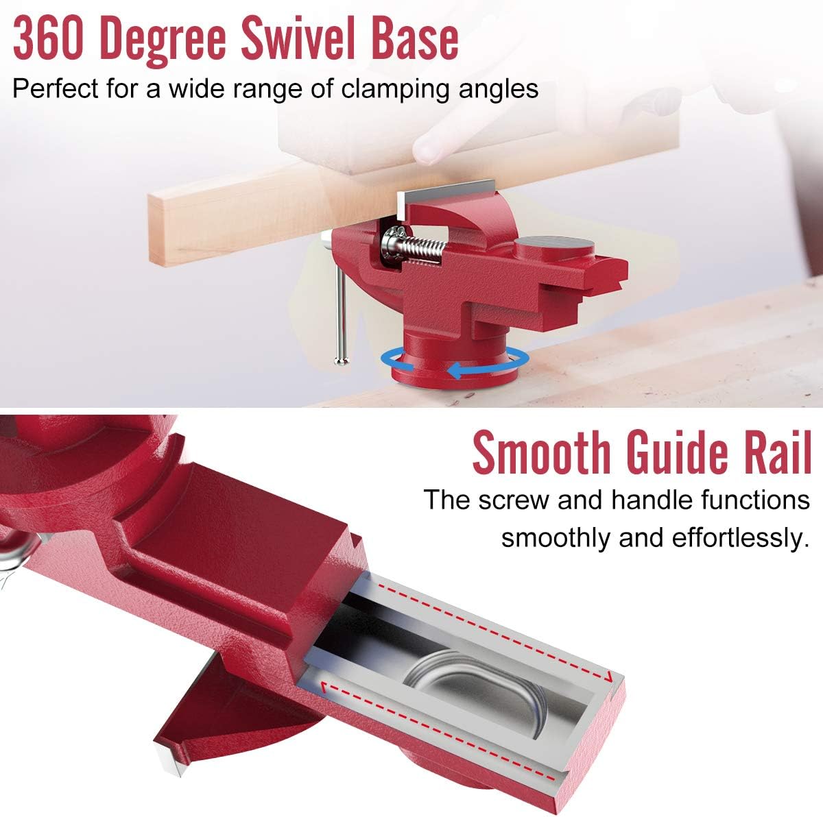 Housolution Universal Table Vise 3 Inch, 360°Swivel Base Bench Clamp