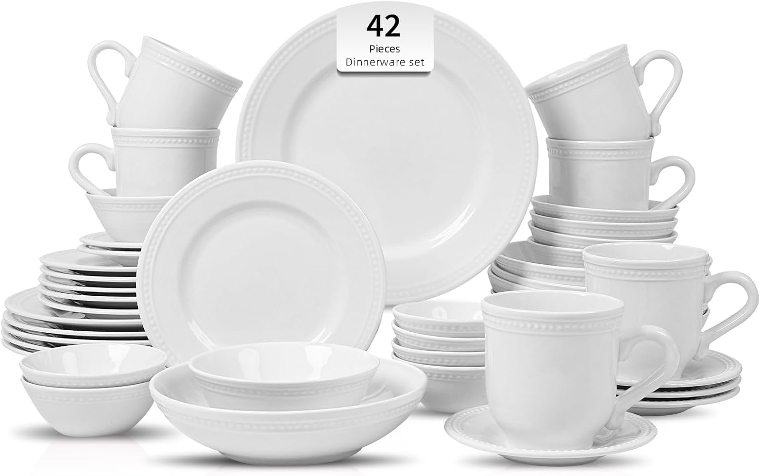 HomeVSS 20-Piece Pearl Dots Stoneware Dinnerware Set, Pink, Service for 4
