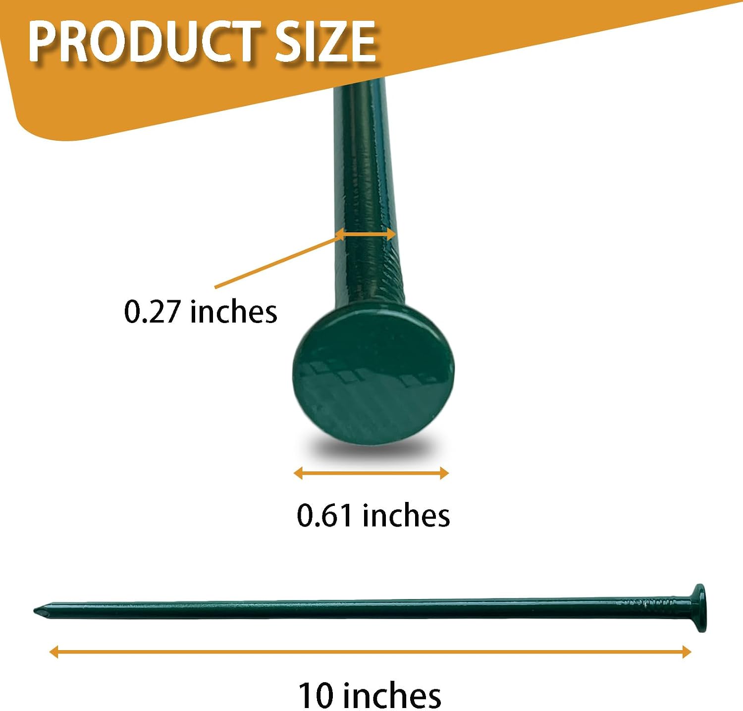 Landscape Stakes Metal Landscape Edging Anchoring Spikes, 10-Inch Length 50 Count, for Artificial Turf Stakes, Paver Edging, Weed Barrier, Timber