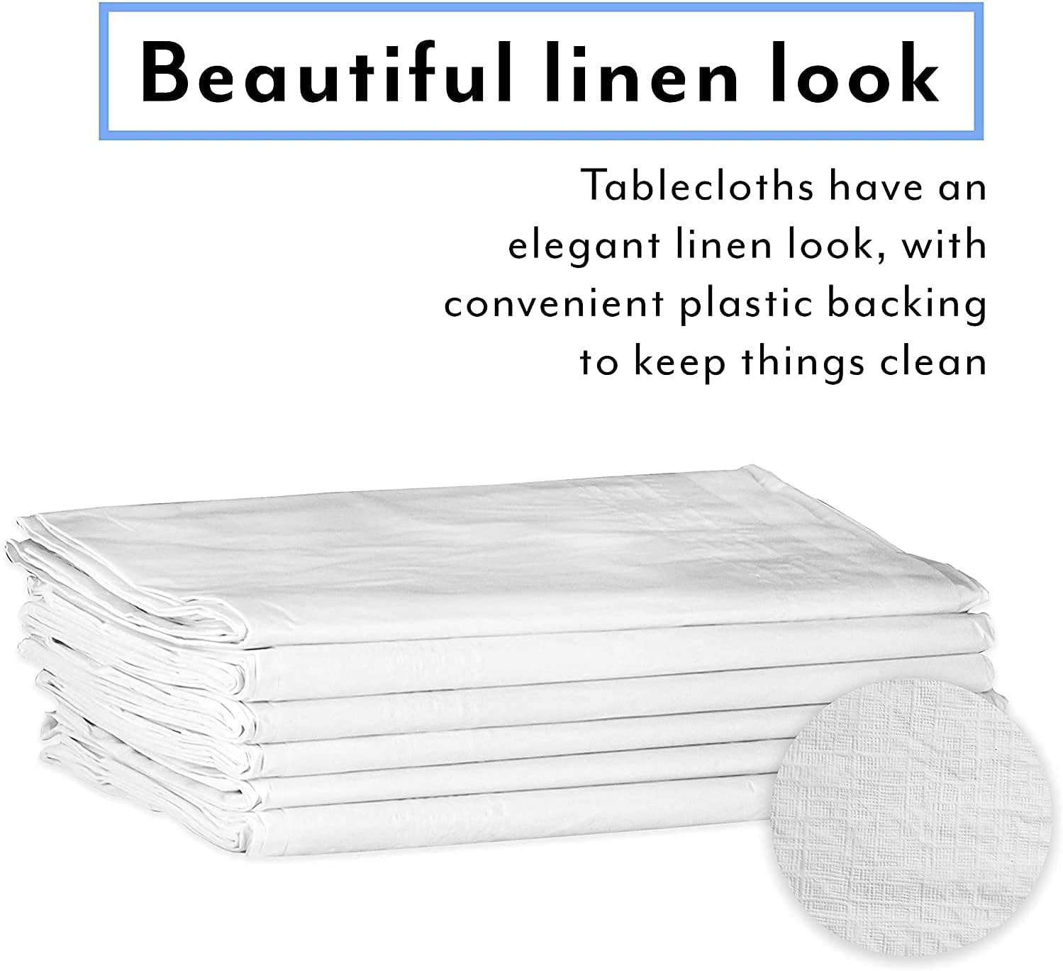 Upper Midland Products White Paper Table Cloths for Round Tables - 82” Octyround Paper Tablecloths with Plastic Backing Round Paper Table Cover
