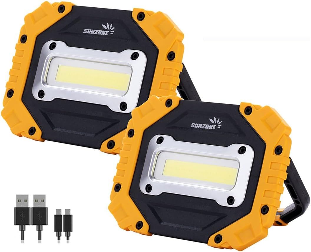 Sunzone LED Work Light, Rechargeable Work Lights with Magnetic Base, 2 Pack