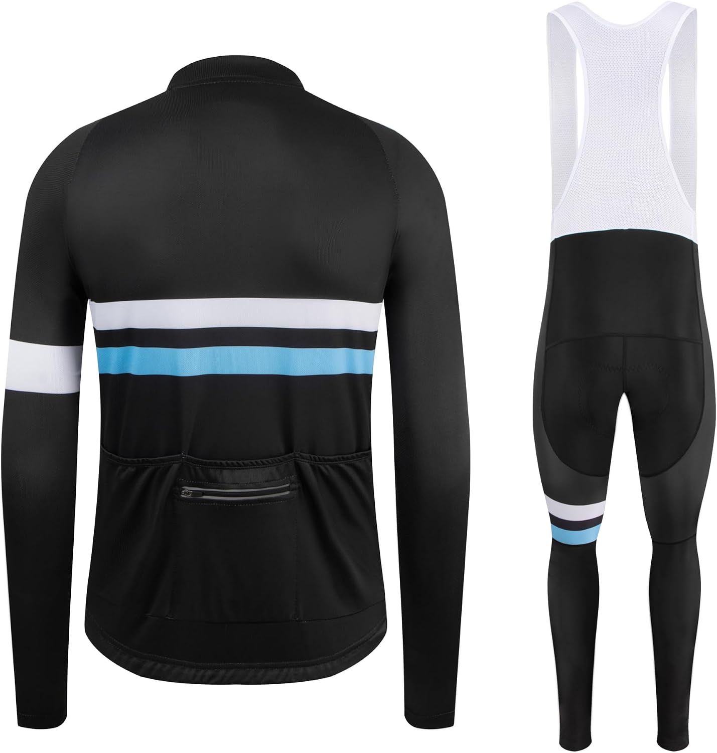 Coconut Ropamo CR Men's Cycling Clothing Set Long Sleeve Cycling Jersey Zipper Pocket Bike Outfit Cycling Bib Pants 3D Padded