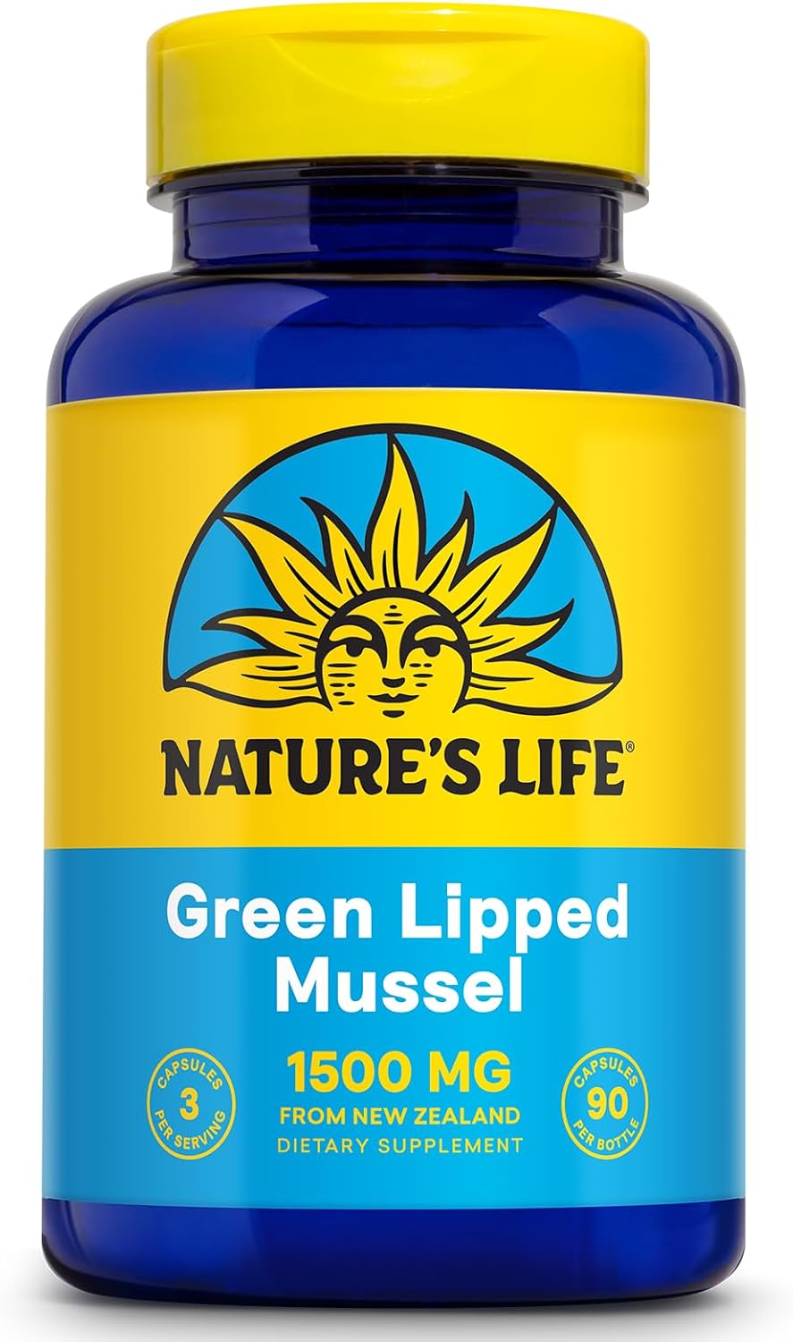 Nature's Life Green Lipped Mussel 1500 mg Capsules for Men, 90 Capsules