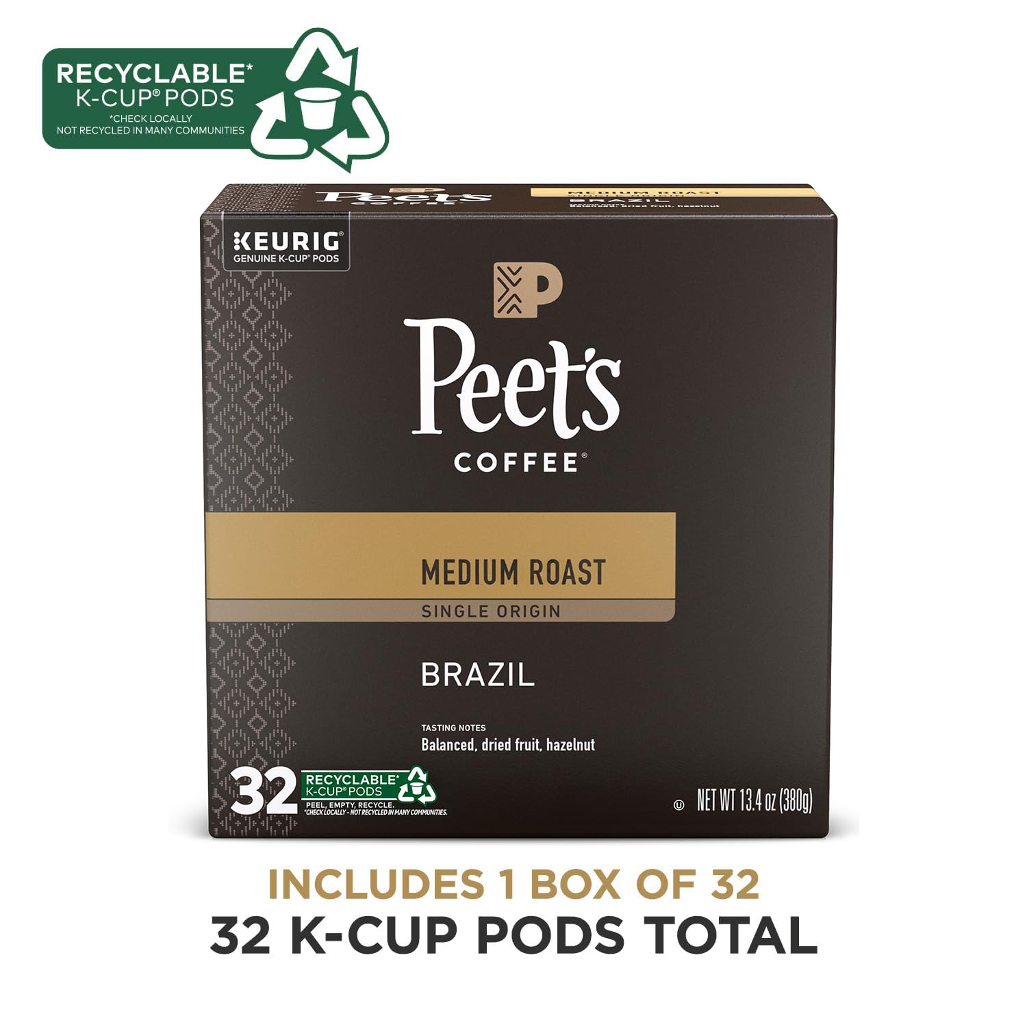 Peet's Coffee, Medium Roast Keurig K-Cup Pods, 100% Arabica Coffee - Big Bang 60 Count (6 Boxes of 10 K-Cup Pods)