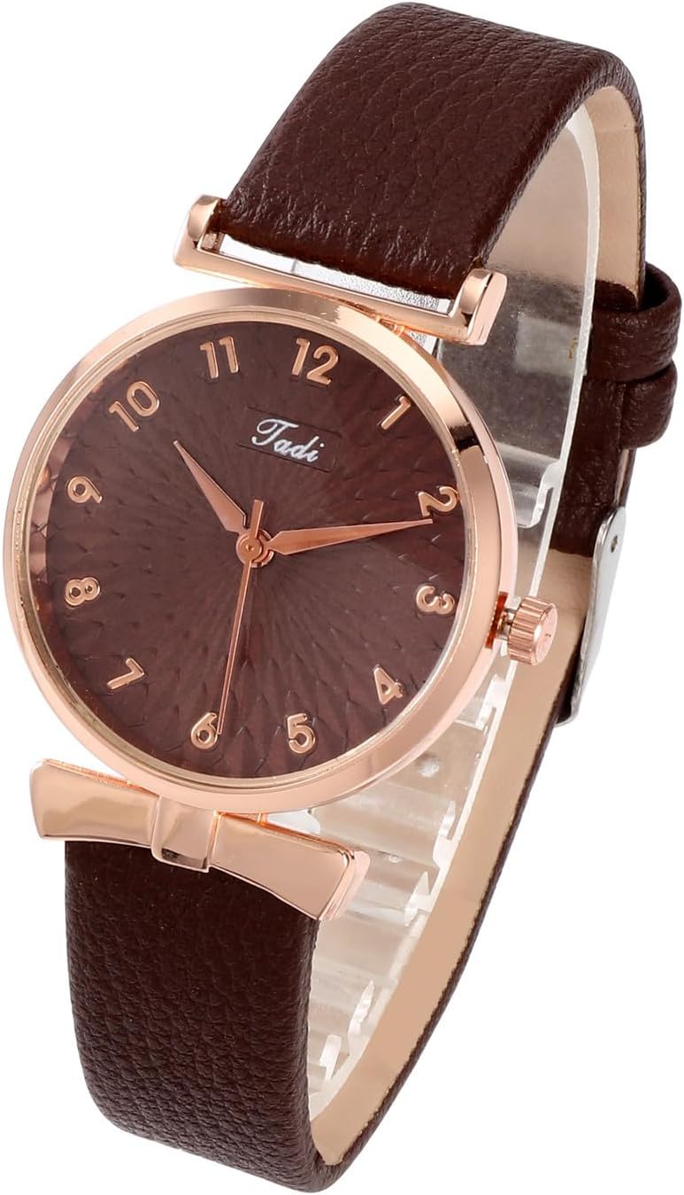 Top Plaza Ladies Classic Leather Analog Quartz Watch | Women Easy Read Arabic Numerals Watches Casual Dress Wrist Watch,Rose Gold Case