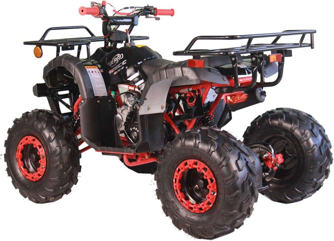 X-PRO 125cc ATV 4 Wheels Quad 125 ATV Quads with LED Lights, Big 19"/18" Tires!（Army Black）
