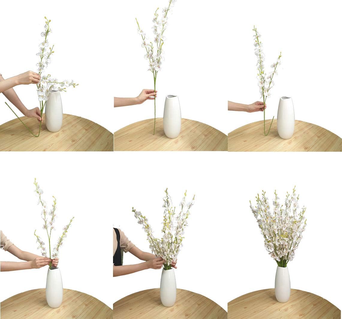 Yellow Artificial Flowers Orchids Silk Fake Flowers in Bulk, 12 Pcs (Each 38.5”), for Wedding Festive Party Home Office Decoration, No Include Vase