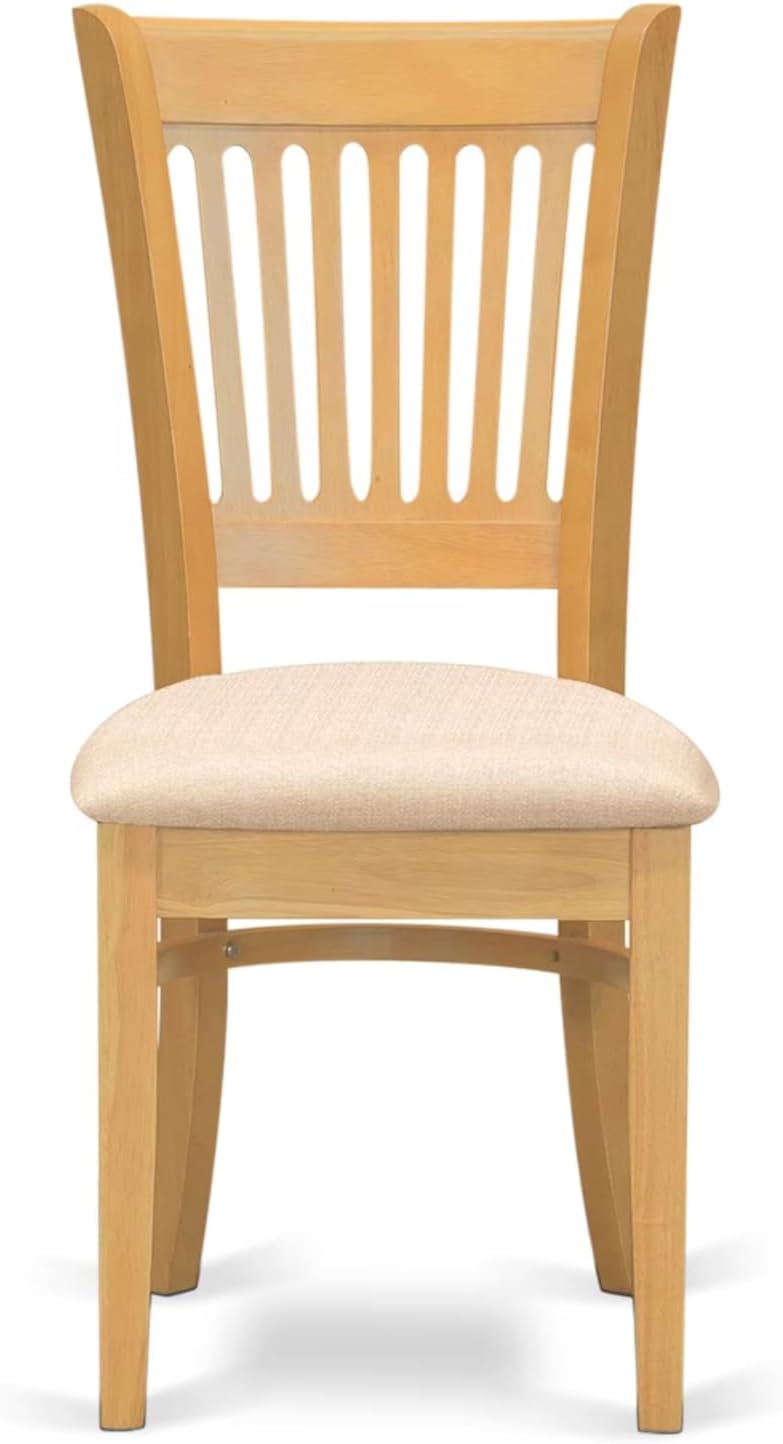 East West Furniture VAC-OAK-C Vancouver Dining Chairs - Linen Fabric Upholstered Wood Chairs, Set of 2, Oak
