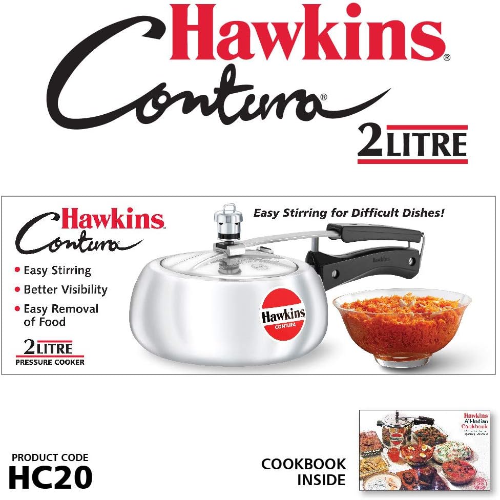 Hawkins 3.5 Litre Contura Pressure Cooker, Handi Inner Lid Cooker, Silver (HC35)