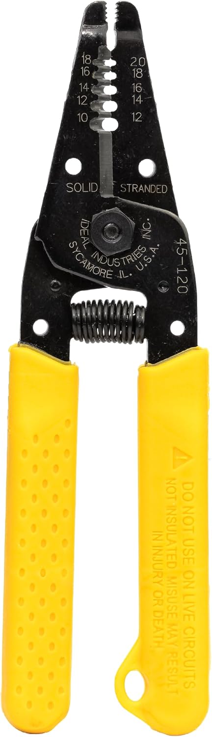 IDEAL Electrical Reflex Super T-Stripper Wire Strippers, 8–16 AWG Solid, 10–18 AWG Stranded, Ergonomic Wire Cutter and Stripping Tool with Textured Sleeves, Locking Handle