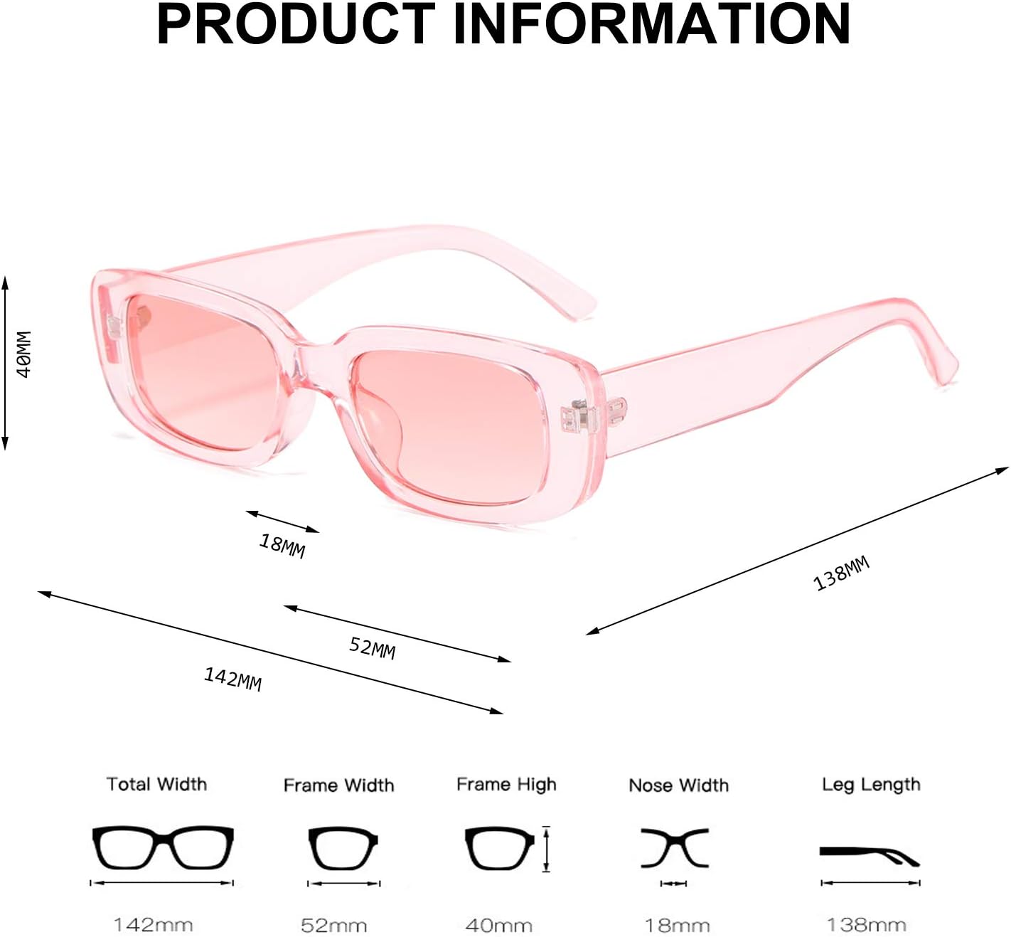BUTABY Rectangle Sunglasses for Women Retro Driving Glasses 90’s Vintage Fashion Narrow Square Frame UV400 Protection