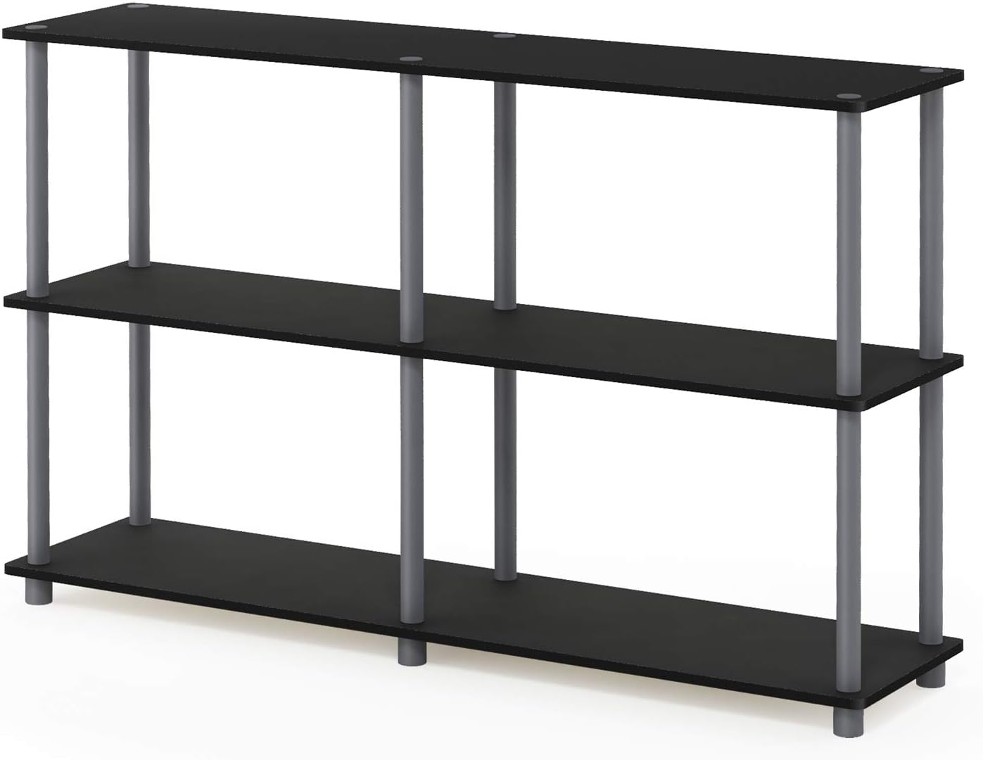 Furinno TURN-N-TUBE Storage Shelves, 3-Tier 47.4 Wide Book Shelf, Corner Shelf, Toolless Open Shelves, for Organization and Storage, Living Room, Garage, Home Office, Black