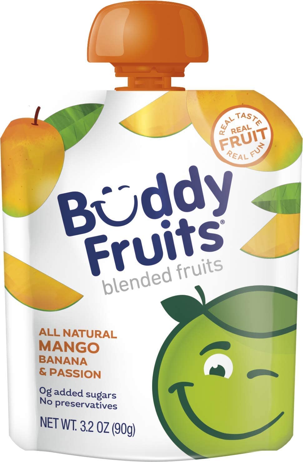 Buddy Fruits Snacks To Go Multifruit Unsweetened Applesauce 3.2oz Pouch (18pk) Gluten-Nut-Dairy-Preservatives-BPA Free, Non GMO, Kosher