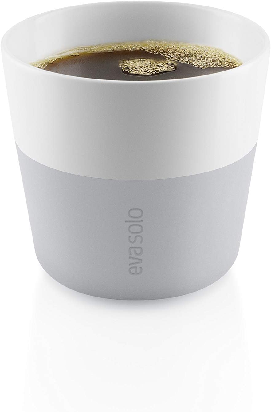 Eva Solo | 2 Lungo Tumbler Mugs | 8 oz Porcelain Coffee Cup Tumblers with Silicone-coated Grip | Danish Design, Functionality & Quality | Black