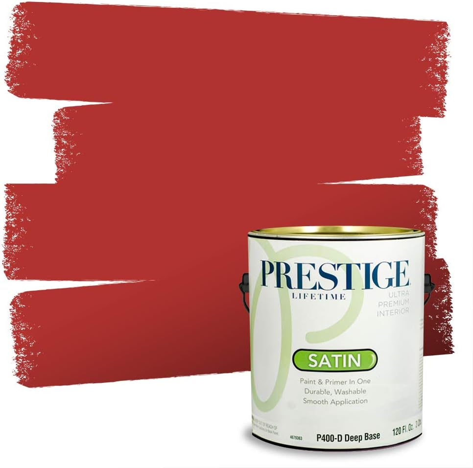 PRESTIGE Paints Exterior Paint and Primer In One, 1-Gallon, Satin, Comparable Match of Sherwin Williams* Real Red*