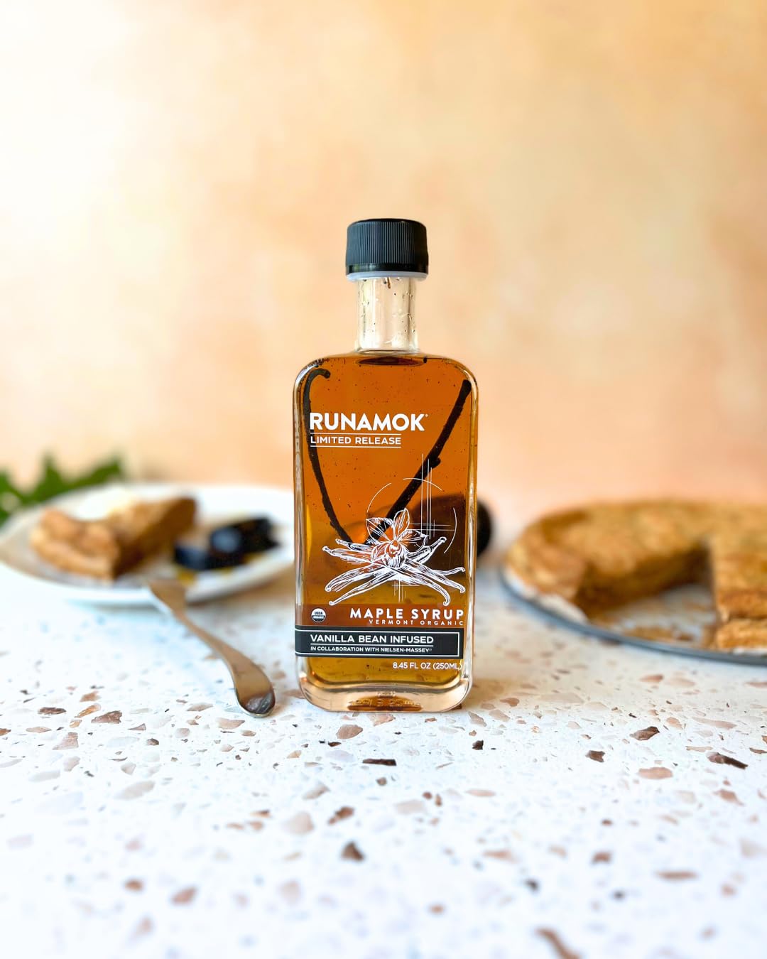 Runamok Maple Cinnamon-Vanilla Infused Maple Syrup - Authentic & Real Vermont Maple Syrup | Gluten Free & Natural Sweetener | Breakfast, Coffee, Pancakes Maple Syrup | 8.45 Fl Oz (250mL)