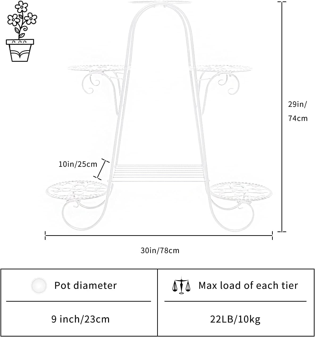 CarolynDesign 6 Tier Metal Plant Stand for Indoor and Outdoor, Multi Flower Pot Holder Shelf for Living Room Patio Lawn Garden Balcony