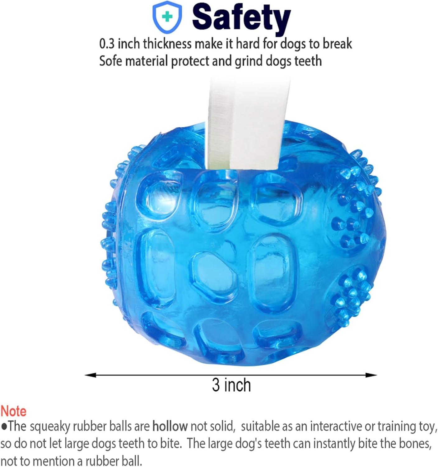 ACEONE Dog Squeaky Ball, Pet Squeak Chew Bouncy Rubber Toy Balls for Small Medium Dogs Indestructible Exercise Training Playing (3 Balls)
