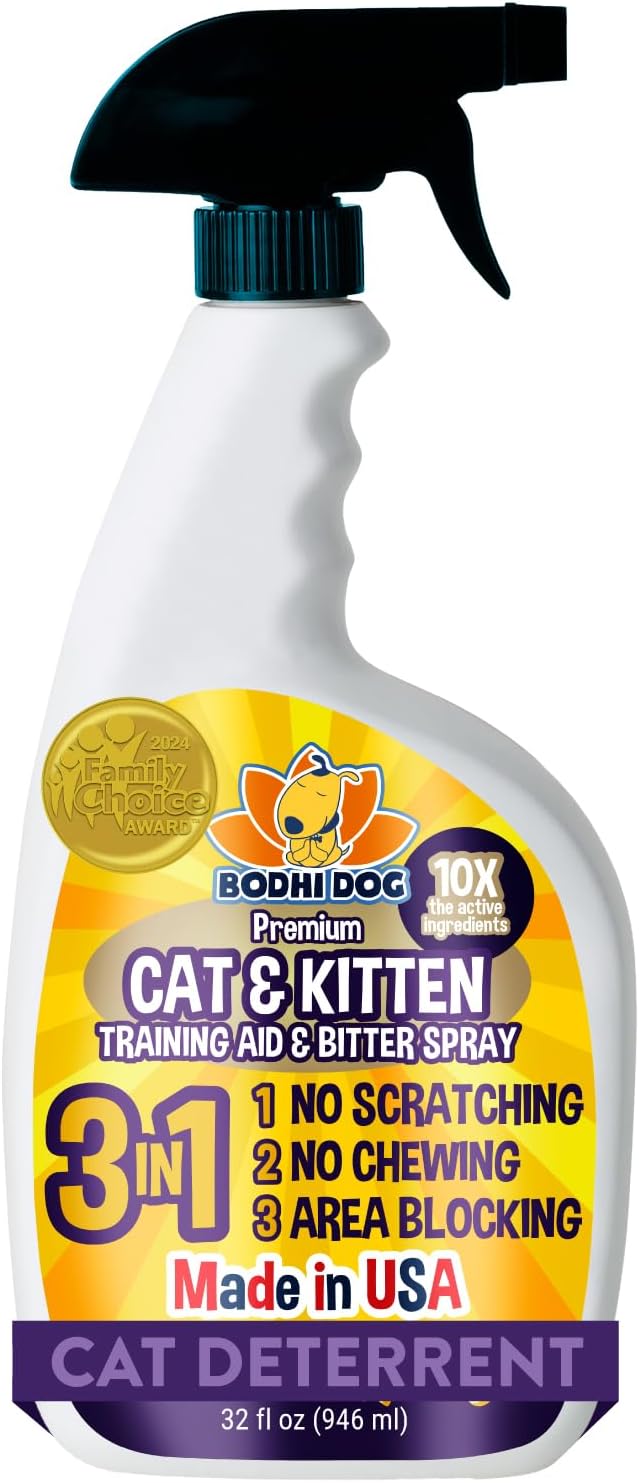 Bodhi 3-in-1 Cat & Kitten Training Aid - Cat Deterrent Spray for Indoor and Outdoor Use - Repellent to Establish Boundaries, Keep Cats Off Furniture