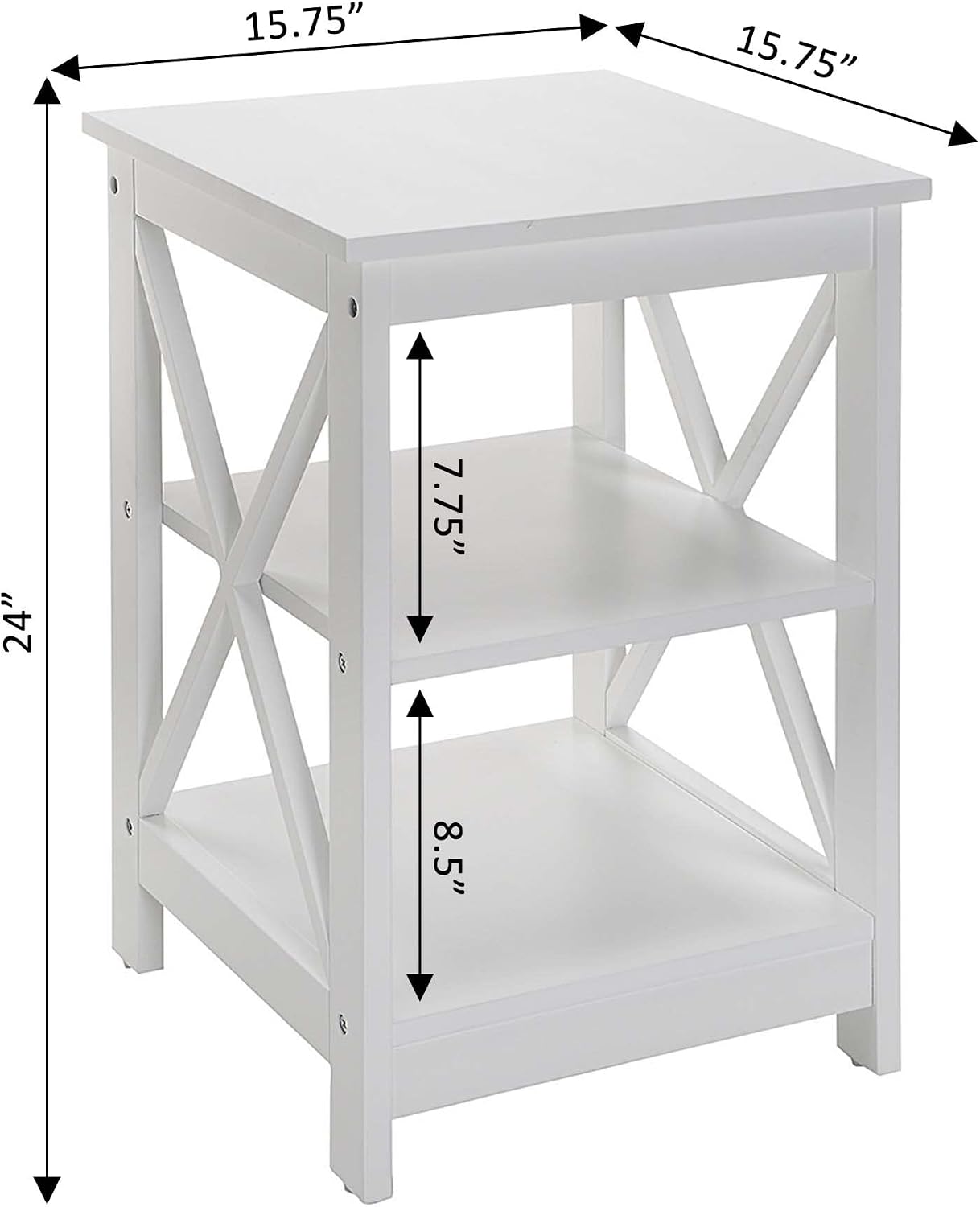 Convenience Concepts Oxford End Table 15.75" - Modern Living Room Table with Storage Shelves, Transitional Nightstand Side Table for Home Decor and Display, Espresso