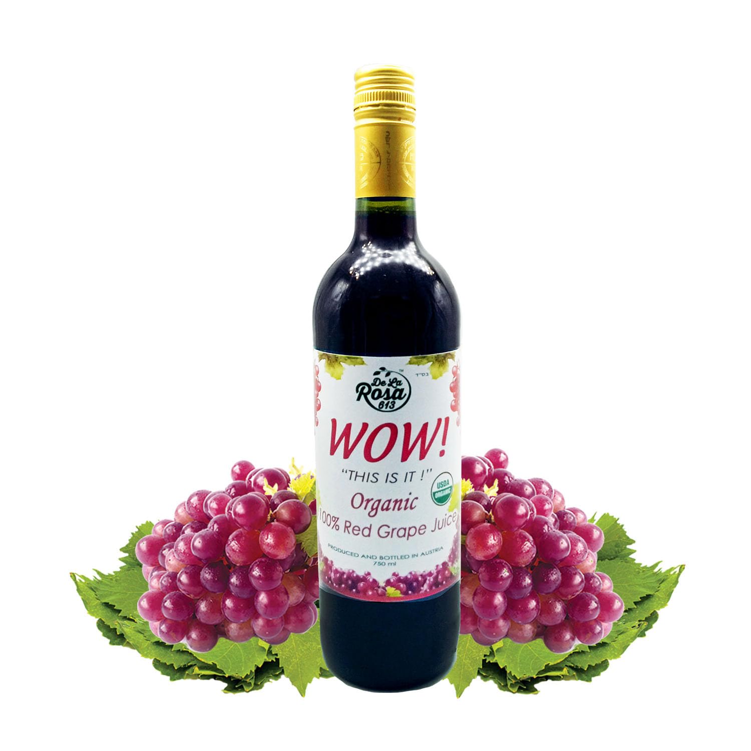 De La Rosa Organic Austrian Kosher Red Grape Juice (25.4 oz - 2pack)