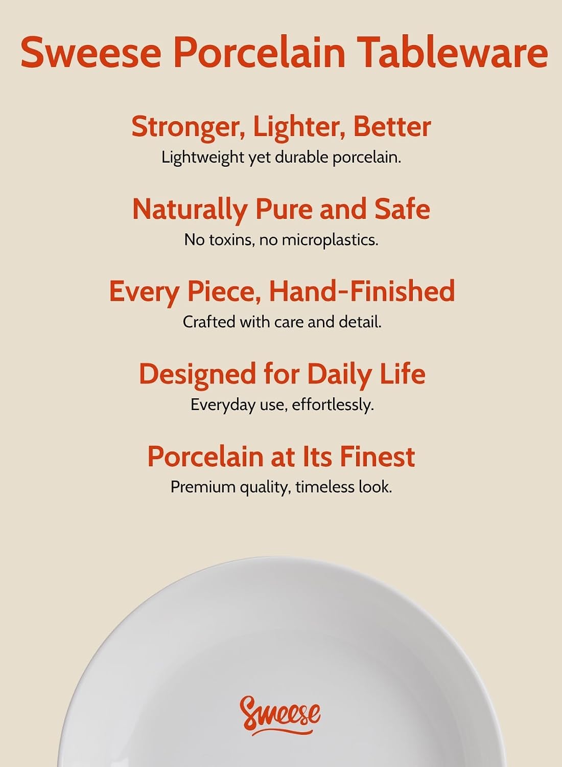 Sweese 22oz Porcelain Pasta Bowls Set of 6-7.6 Inch White Salad Serving Plates, Microwave Dishwasher Safe Dinnerware